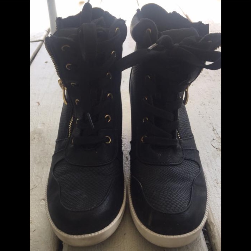 Black Wedge Sneakers